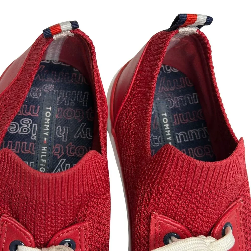 Tommy Hilfiger Gessie Sneaker Shoe Mesh Knit Slip On Women Red 7.5 - Picture 6 of 14